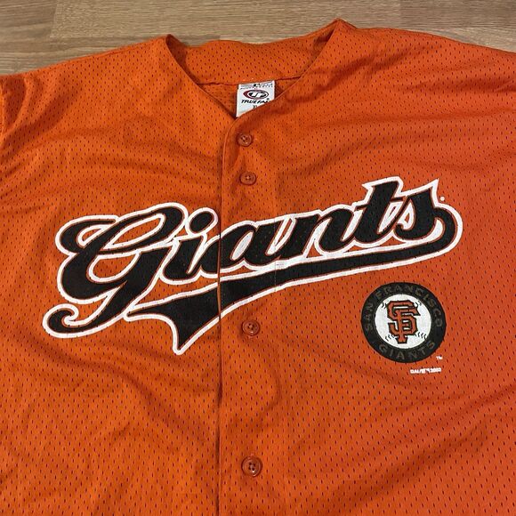 VTG True Fan San Francisco Giants Jersey Size XL Orange Short Sleeve MLB - Picture 2 of 8